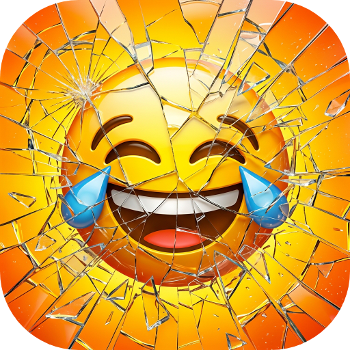 Ikona Joker Pranks: uśmiechnięta buźka z efektem pękniętej szyby